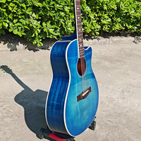 Boult Brand 40 Inch OEM Custom Vintage Blue Acoustic Guitar Solid Spruce Top Mahogany Body Musical Instrument