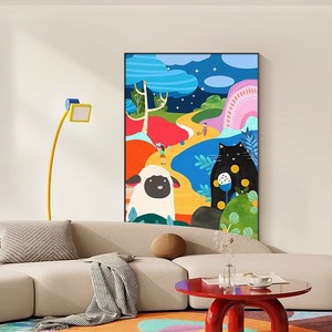 Abstract Canvas Art Print Rectangle Oil Canvas Wall <b>Hanging</b> For Living Room Entryway Decor With Aluminum Frame <b>White</b> - Product Image 4