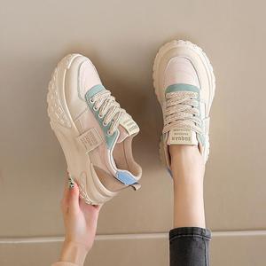 Khaki breathable sports shoes, trendy and fashionable, casual and comfortable,thick-soled walking shoes,<b>for</b> couples,summer style - Product Image 2