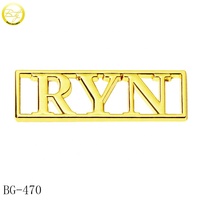 Étiquettes de logo creuses de bikini imperméables étiquettes de couture de lettre d'or personnalisées accessoires de maillot de bain plaque de lettre en métal pour tapis
