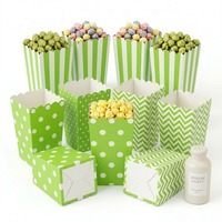 Boîtes à Popcorn Personnalisées en Papier, Jetables, à Pois et Vert Citron, Fournitures de Fête pour Anniversaire et Baby Shower