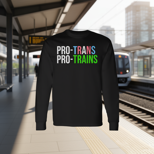 Camiseta de Manga Larga Pro Trans Pro Trains, Cuello Redondo Unisex, Ropa Promocional para Adultos - Product Image 3