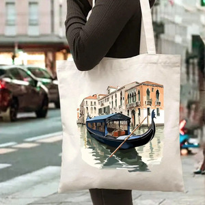 Bolsa de mano reutilizable de gran capacidad con estampado de góndola y arquitectura de <span class=keywords><strong>Venecia</strong></span>, perfecta para ir de compras, ir a la playa y para el uso diario. - Product Image 4