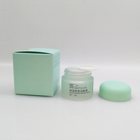 Frasco de envase cosmético vacío de vidrio verde esmerilado personalizado de 15g y 50g para el cuidado de la piel crema para los ojos máscara de plástico suministrado por el fabricante