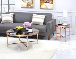 Mesa de Centro TMG K26 de Diseño Nórdico Moderno con Tubo de Hierro Electrochapado y Vidrio Templado Estampado para Sala de Estar, Muebles para el Hogar - Product Image 5