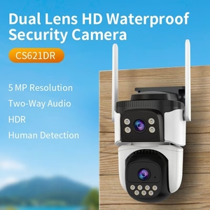 CS621DR CCTV keamanan rumah, kamera luar ruangan lensa ganda aplikasi OKAM PRO 4MP HD keamanan rumah PTZ Jaringan IP WIFI pengawasan