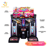 Golden Hand Outrun Twins, jeu de course automobile d'arcade biplace pour deux joueurs, simulateur 4D, machine à monnayeur, en métal, japonais, anglais