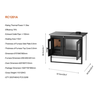 Estufa <span class=keywords><strong>de</strong></span> <span class=keywords><strong>Leña</strong></span> RC1201A <span class=keywords><strong>con</strong></span> Horno, Estufa <span class=keywords><strong>de</strong></span> <span class=keywords><strong>Leña</strong></span> para Cocinar y Calentar, Estufa a <span class=keywords><strong>Leña</strong></span> <span class=keywords><strong>con</strong></span> Placa <span class=keywords><strong>de</strong></span> Cocción - Product Image 3