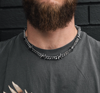 Collier ras du cou en acier inoxydable à maillons cubains style fil barbelé, chaîne épingle punk hip-hop pour hommes et femmes
