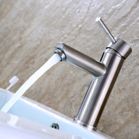 Mitigeur de lavabo moderne en acier inoxydable brossé mitigeur de lavabo monotrou