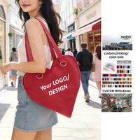 Nouveau sac à bandoulière en toile pour femmes avec logo personnalisé imprimé en forme de cœur d'amour avec pendentifs' anneau en métal Mode féminine Beauté