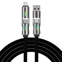 Cable de Carga 4 en 1 de 240W con Indicador LED de Luz Intermitente, Cables de Silicona Multi USB Tipo C de 3 y 4 Pies para iPhone y Samsung, ¡Gran Venta!