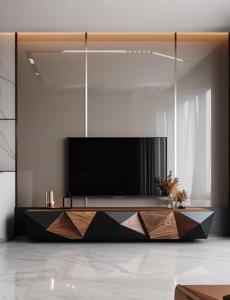 Meuble <span class=keywords><strong>TV</strong></span> rectangulaire en bois de couleur noyer, style italien, pour salon, hôtel, villa, avec tiroir - Product Image 4