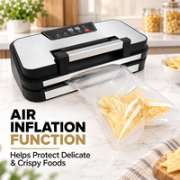 Machine de mise sous vide alimentaire automatique OEM -95 kPa avec double scellage, stockage de rouleaux, coupe-ruban et gonflage d'air pour cuisine domestique