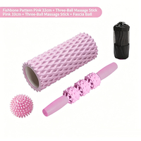 Kit de rouleaux en mousse multifonctionnels 33 cm à motif en arêtes de poisson avec bâton de massage et balle à picots pour usage domestique