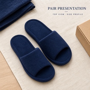 Pantofole <span class=keywords><strong>da</strong></span> <span class=keywords><strong>casa</strong></span> <span class=keywords><strong>in</strong></span> camoscio <span class=keywords><strong>blu</strong></span> navy, a punta aperta, con tomaia larga testurizzata, antiscivolo, per camera <span class=keywords><strong>da</strong></span> letto e relax - Product Image 5