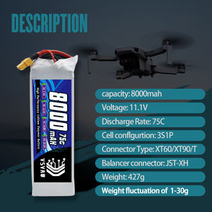 Vsvaw 3S Lipo Batterij 11.1V 8000Mah 75c Rc Lipo Batterij Hardcase Xt60 Plug Voor Rc Auto 'S Drones, Vliegtuig, Fpv, Rc Vliegtuig, Racing - Product Image 4