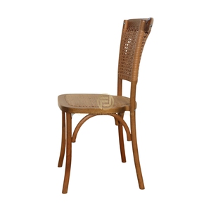 Silla Nórdica Retro de Madera Maciza con Gel Antideslizante, Patas Silenciosas y Respaldo de Ratán para Hogar, Comedor, Balcón o Villa - Product Image 5