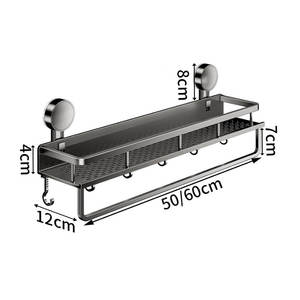 Étagère de salle de bain à ventouse, pas besoin de percer ou de clouer, toilette en aluminium murale, <span class=keywords><strong>rangement</strong></span> mural pour salle de bain - Product Image 6