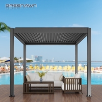 Pergola Bioclimatique Greenawn 3x3 3x4 3x6 4x3 4x4 4x6 6x4M, Kits de Pergola Extérieure en Aluminium à Lames Orientables, Gazebo et Pavillon