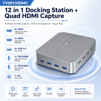 Tarjeta de Captura de Video HDMI Cuádruple 4K60 con Salida en Bucle, 4 Canales 1080P60, Estación de Acoplamiento USB4 Thunderbolt 3 con Cadena de Conexión para Múltiples Cámaras