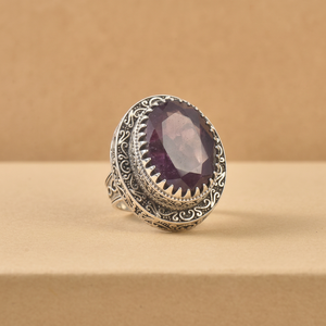 Natural Amethyst Oval <b>Gold</b> Plated Vintage Style Handmade Gemstone Statement Jewelry Women Designer <b>Cocktail</b> <b>Ring</b> - Product Image 4