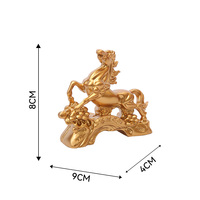Statue de cheval au galop en résine dorée, sculpture de cheval en course Feng Shui chinois, décoration de bureau à domicile, ornement, cadeau