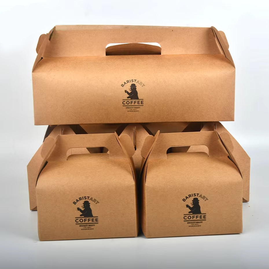 Senang02 бумажный Gable Donut с ручкой, пищевая упаковка для коробки торта