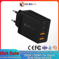 Chargeur mural multi-ports CE RoHS EU US UK Au Pkug pour téléphone, charge rapide 40W PD 20W 2.4A 4 ports, charge rapide, USB-A type C, chargeur mural fin