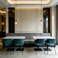 Ensemble de mobilier pour restaurant : banquette demi-cercle incurvée, canapé et table pour café