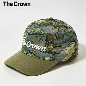 Casquette de baseball 6 panneaux personnalisée avec logo brodé 3D jacquard, paysage montagneux, visière incurvée, vert olive, vente en gros, usine - Product Image 2