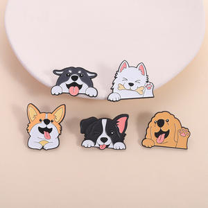 Diskon besar grosir Pin Enamel logam anjing Husky pengambil emas hewan Corgi tanpa Minimum - Product Image 1