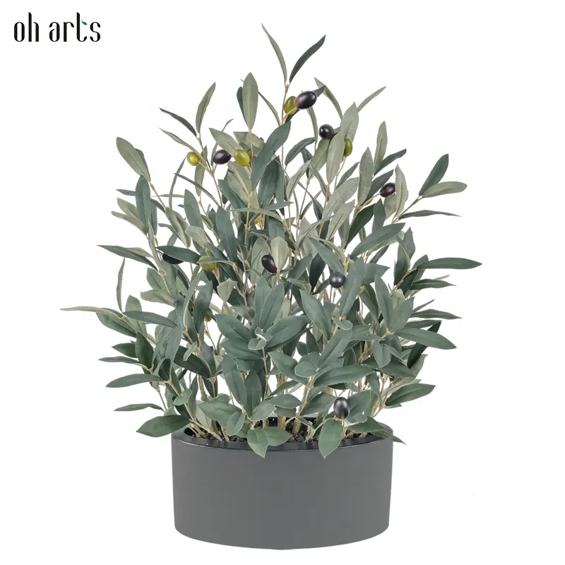 New Arrival Modern Oh Arts 66cm tall Artificial Olive Tree Plant Olive tree Leaves Spray with Fruits in Metal Pot