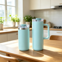 Gobelet isotherme à double paroi en acier inoxydable de 20 oz, anti-fuite, avec couvercle rabattable, tasse à bière, thé, café, lait, bouteille d'eau de 16 oz