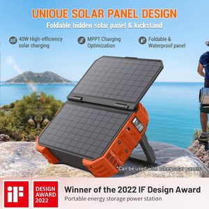 Station d'alimentation portable 1000W avec batterie LiFePO4 solaire intégrée avec sorties AC/DC/USB/PD pour le camping et les situations d'urgence - Product Image 1