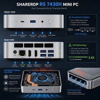 Sharerdp Compact 4K Triple Display Desktop Gaming Mini PC AMD Ryzen 5 7430H Aluminum Chassis Thunderbolt 4 2.5G Ethernet WiFi 6E