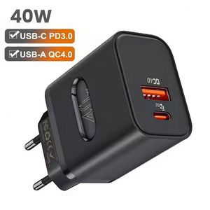 อะแดปเตอร์ชาร์จเร็วแบบติดผนัง 40W พร้อมพอร์ต USB Type-C คู่ รองรับ PD QC3.0 และ 4.0 สำหรับสมาร์ทโฟน - Product Image 2