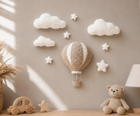 Décoration murale de chambre d'enfant en forme de montgolfière, décoration neutre pour chambre de bébé, cadeau de naissance, décoration murale suspendue faite à la main