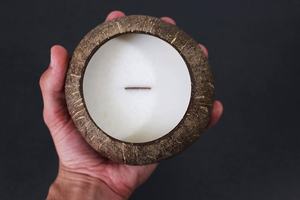 Natural <b>Coconut</b> <b>Candle</b> Scented <b>Candle</b> in <b>Coconut</b> Shell - Eco Friendly <b>Coconut</b> Bowl <b>Candle</b> - Product Image 2
