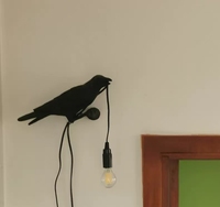 Lampe murale en résine en forme d'oiseau porte-bonheur mordant le fil, avec ampoule, pour décoration de chambre à coucher - Offre spéciale