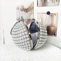 Sac de soirée scintillant pour femme, sac à bandoulière chaîne, pochette de fête, pochette ronde, pochette perlée, sac à bandoulière orné de strass