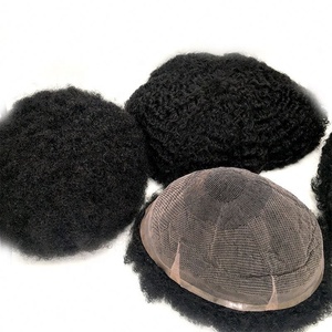 Système de remplacement capillaire pour homme en dentelle française, cheveux brésiliens Remy, style afro bouclé, tissage noir - Product Image 2