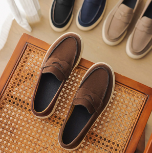 Mocassins en cuir PU pour hommes, semelles épaisses, talon moyen, bout large, style britannique décontracté, chaussures habillées pour le bureau et les mariages, grandes tailles EU 39 à 46 - Product Image 2
