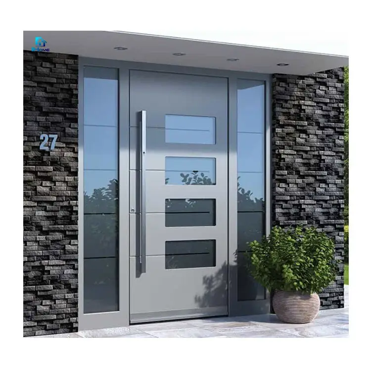 Simple Modern Exterior Security Front Pivot Door Stainless Steel Entrance Door Entry Black Pivot Door