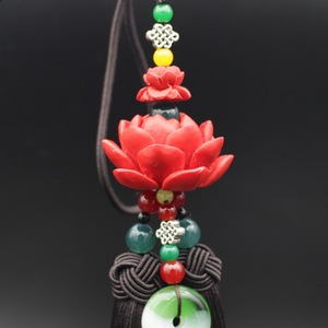 Guo Peng Cinnabar Lotus <b>Car</b> Pendant Resin Chinese Style Rearview Mirror Decoration <b>Interior</b> Ornament - Product Image 1