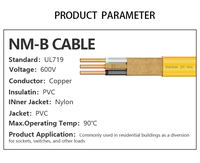 Cable NM-B con Certificación UL719 de JZD, 600V 90 ℃   Cable de Cobre Sólido con Conexión a Tierra 14/2 12/2 10/2 AWG para Cableado Residencial en Interiores