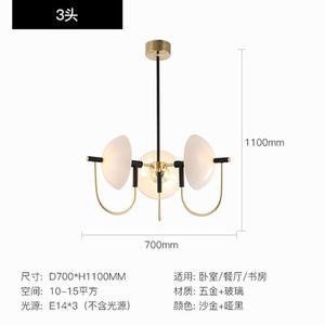 Lustre semi-circulaire en verre de style nordique postmoderne pour salon, salle à manger, bar musical, salle d'exposition, alimentation CA - Product Image 2