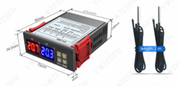 Thermostat double régulateur de température STC3008, Thermostat numérique avec capteur NTC, thermo-régulateur pour les appareils de réfrigération et de chauffage