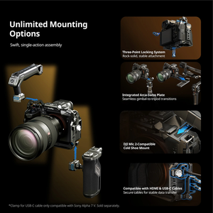 Kit de cage SmallRig "Hawklock" pour <span class=keywords><strong>Sony</strong></span> <span class=keywords><strong>Alpha</strong></span> 7 <span class=keywords><strong>V</strong></span> / 7R <span class=keywords><strong>V</strong></span> / 7 IV avec plaque de fixation rapide Arca-Swiss et pince pour câble HDMI 6027 - Product Image 4