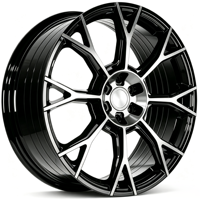Jantes de voiture en aluminium forgé de 15 et 26 pouces, à 5 branches, finition noir brillant usiné, pour le marché secondaire